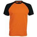 Orange-Noir - Front - T-shirt de baseball à manches courtes Kariban pour homme