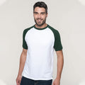 Blanc-Vert forêt - Back - T-shirt de baseball à manches courtes Kariban pour homme