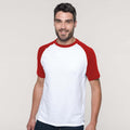 Blanc-Rouge - Back - T-shirt de baseball à manches courtes Kariban pour homme