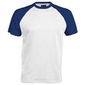 Blanc-Bleu roi - Front - T-shirt de baseball à manches courtes Kariban pour homme