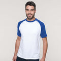 Blanc-Bleu roi - Back - T-shirt de baseball à manches courtes Kariban pour homme