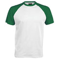 Blanc-Vert forêt - Front - T-shirt de baseball à manches courtes Kariban pour homme