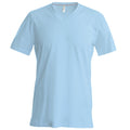 Bleu ciel - Front - T-shirt à manches courtes et col en V coupe cintrée Kariban pour homme