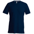 Bleu marine - Front - T-shirt à manches courtes et col en V coupe cintrée Kariban pour homme