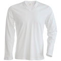 Blanc - Front - T-shirt à manches longues et col en V coupe cintrée Kariban pour homme