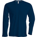 Bleu marine - Front - T-shirt à manches longues coupe cintrée Kariban pour homme