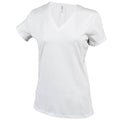 Blanc - Front - Kariban - T-shirt à manches courtes et col en V - Femme
