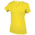 Jaune - Front - Kariban - T-shirt à manches courtes et col en V - Femme