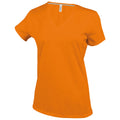 Orange - Front - Kariban - T-shirt à manches courtes et col en V - Femme