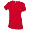 Rouge - Front - Kariban - T-shirt à manches courtes et col en V - Femme