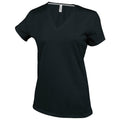 Noir - Front - Kariban - T-shirt à manches courtes et col en V - Femme