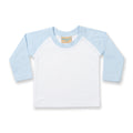 Blanc-Bleu pâle - Front - Larkwood - T-shirt de baseball à manches longues 100% coton - Bébé unisexe