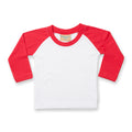Blanc-Rouge - Front - Larkwood - T-shirt de baseball à manches longues 100% coton - Bébé unisexe