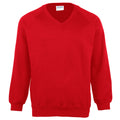 Rouge - Front - Maddins - Sweatshirt à col en V - Enfant unisexe
