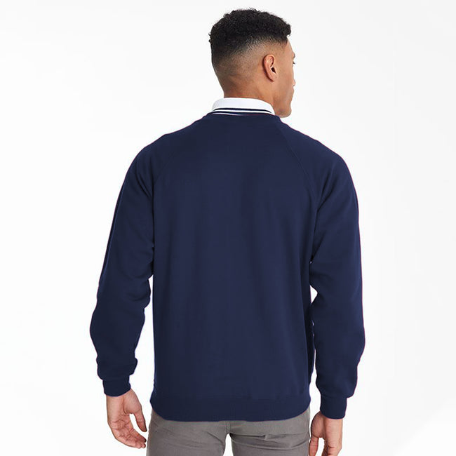 Bleu marine - Side - Maddins - Sweatshirt avec col en V - Homme
