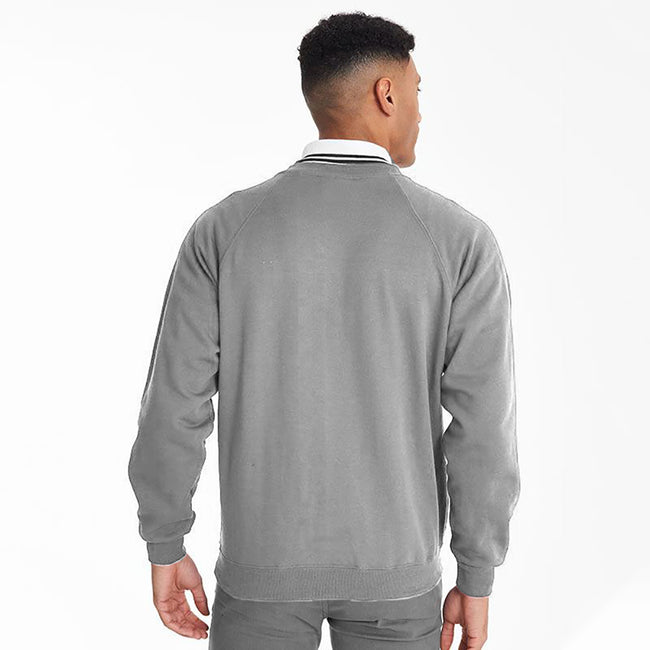 Gris Oxford - Side - Maddins - Sweatshirt avec col en V - Homme