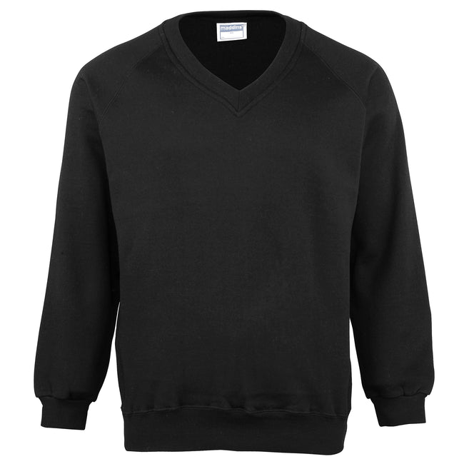 Noir - Front - Maddins - Sweatshirt avec col en V - Homme