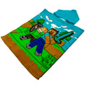 Bleu - Vert - Marron - Back - Minecraft - Poncho de bain - Enfant