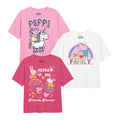 Rose clair - Rose foncé - Blanc - Front - Peppa Pig - T-shirts FRIENDS & FAMILY - Fille