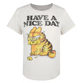 Blanc - Orange - Noir - Front - Garfield - T-shirt HAVE A NICE DAY - Femme