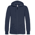 Bleu marine - Front - B&C - Sweatshirt à capuche et fermeture zippée - Femme