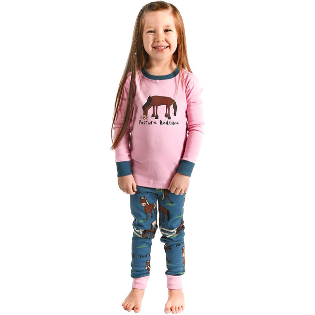 Rose - Bleu - Marron - Front - Battles - LazyOne Pyjama enfants manches longues
