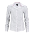 Blanc - rouge - Front - James and Nicholson - Chemisier CLASSIC - Femme