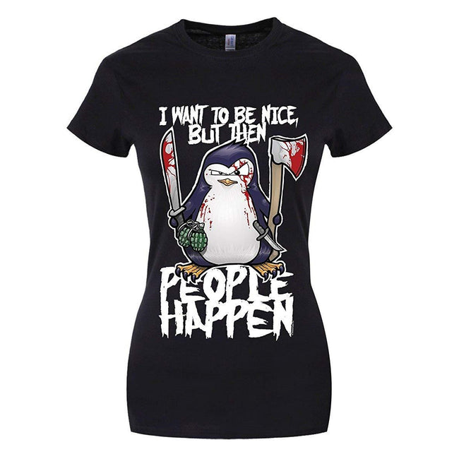Noir - Front - Psycho Penguin - T-Shirt - Femme