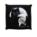 Noir - Blanc - Violet - Front - Spiral - Coussin YIN YANG CATS