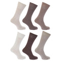 Nuances de brun - Front - FLOSO - Chaussettes unies 100% coton (lot de 6 paires) - Homme