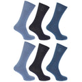 Nuances de bleu - Front - FLOSO - Chaussettes unies 100% coton (lot de 6 paires) - Homme