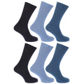 Nuances de bleu - Front - FLOSO - Chaussettes striées non élastiquées 100% coton (lot de 6 paires) - Homme