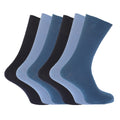 Nuances de bleu - Back - FLOSO - Chaussettes striées non élastiquées 100% coton (lot de 6 paires) - Homme