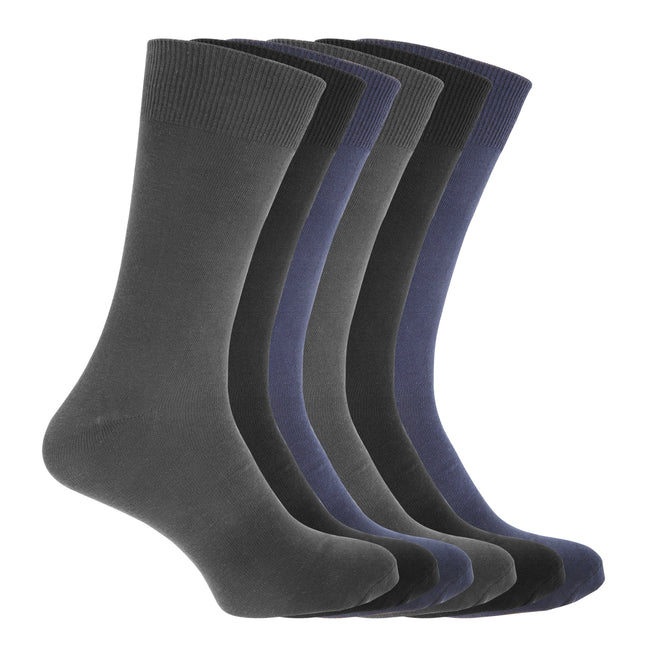 Noir-Bleu marine-Gris foncé - Front - FLOSO - Chaussettes (6 paires) - Homme