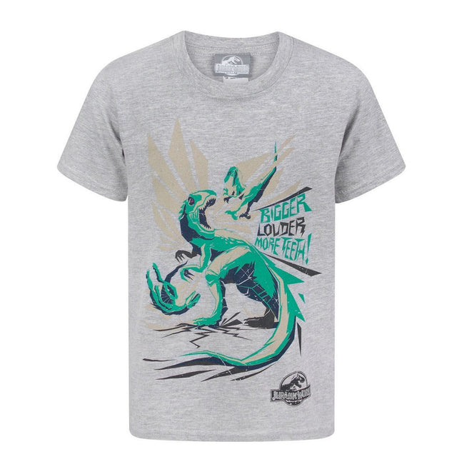 Gris - Front - Jurassic World - T-shirt - Garçon