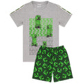 Vert - Gris - Front - Minecraft - Ensemble de pyjama court - Enfant