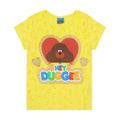 Jaune - Rouge - Marron - Front - Hey Duggee - T-shirt GLITTER HEART - Fille