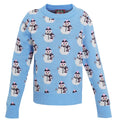 Bleu clair - Front - Christmas Shop - Pull de Noël tricoté à bonhommes de neige - Fille