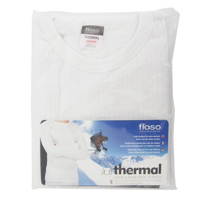 Blanc - Side - FLOSO - T-shirt thermique à manches longues - Homme