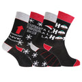 Rouge-Noir-Gris - Front - Christmas Greeting Novelty - Assortiment de chaussettes (4 paires)